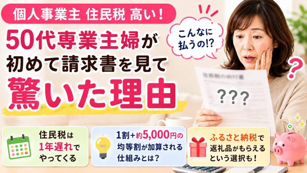 個人事業主の住民税は高い？50代専業主婦が初めて請求書を見て驚いた理由